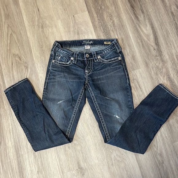 Silver Aiko Distressed Skinny Jeans - Picture 1 of 12